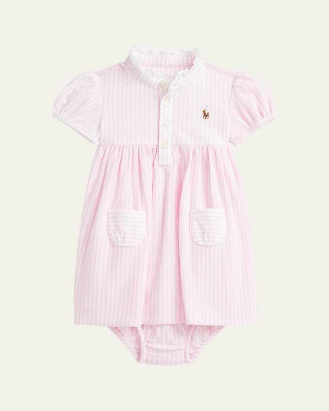 Girl's Striped Polo Shirtdress, Size 3M-24